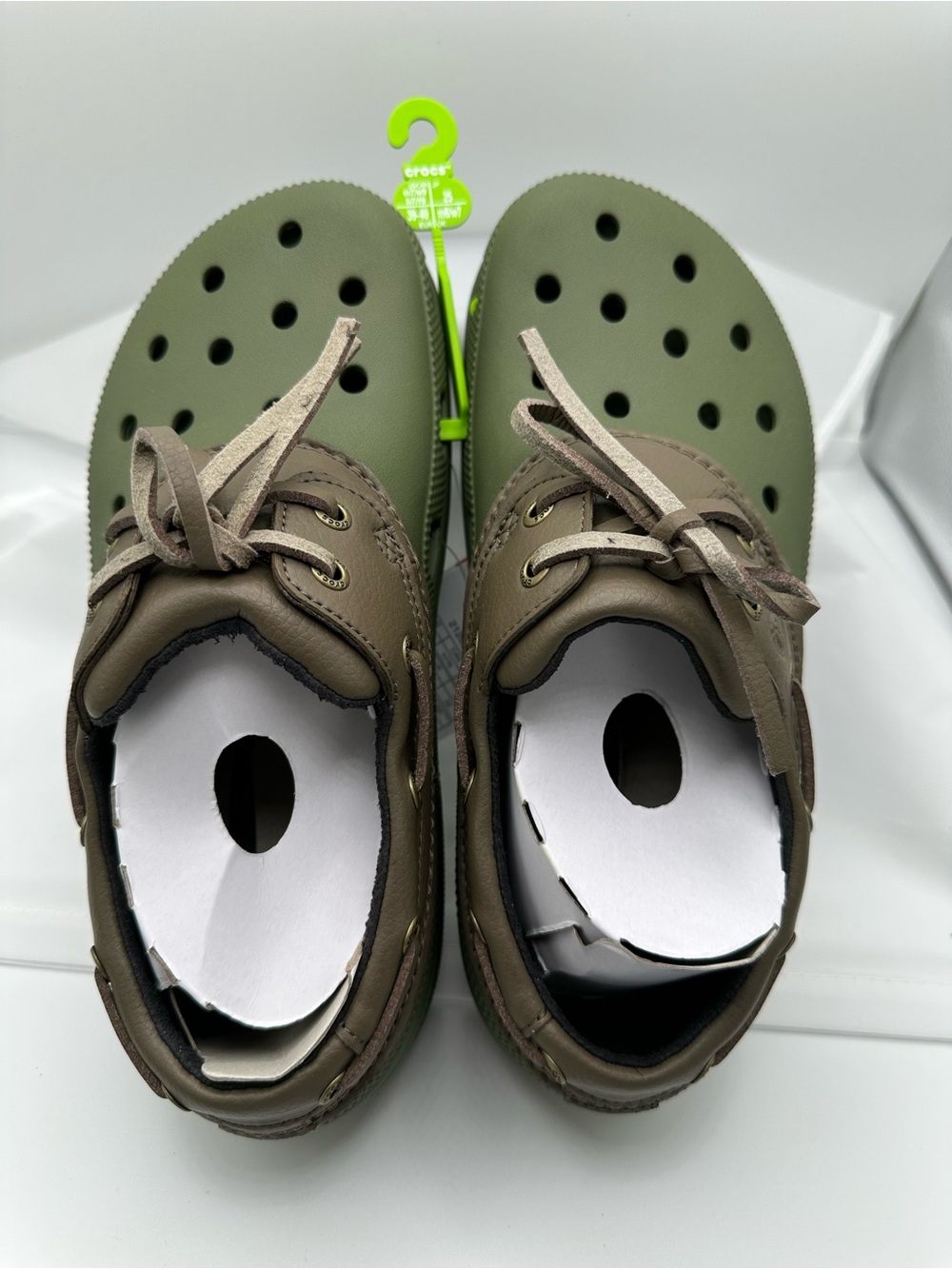 CROCS Kids Olive Green Clog with Lace-Style Detail